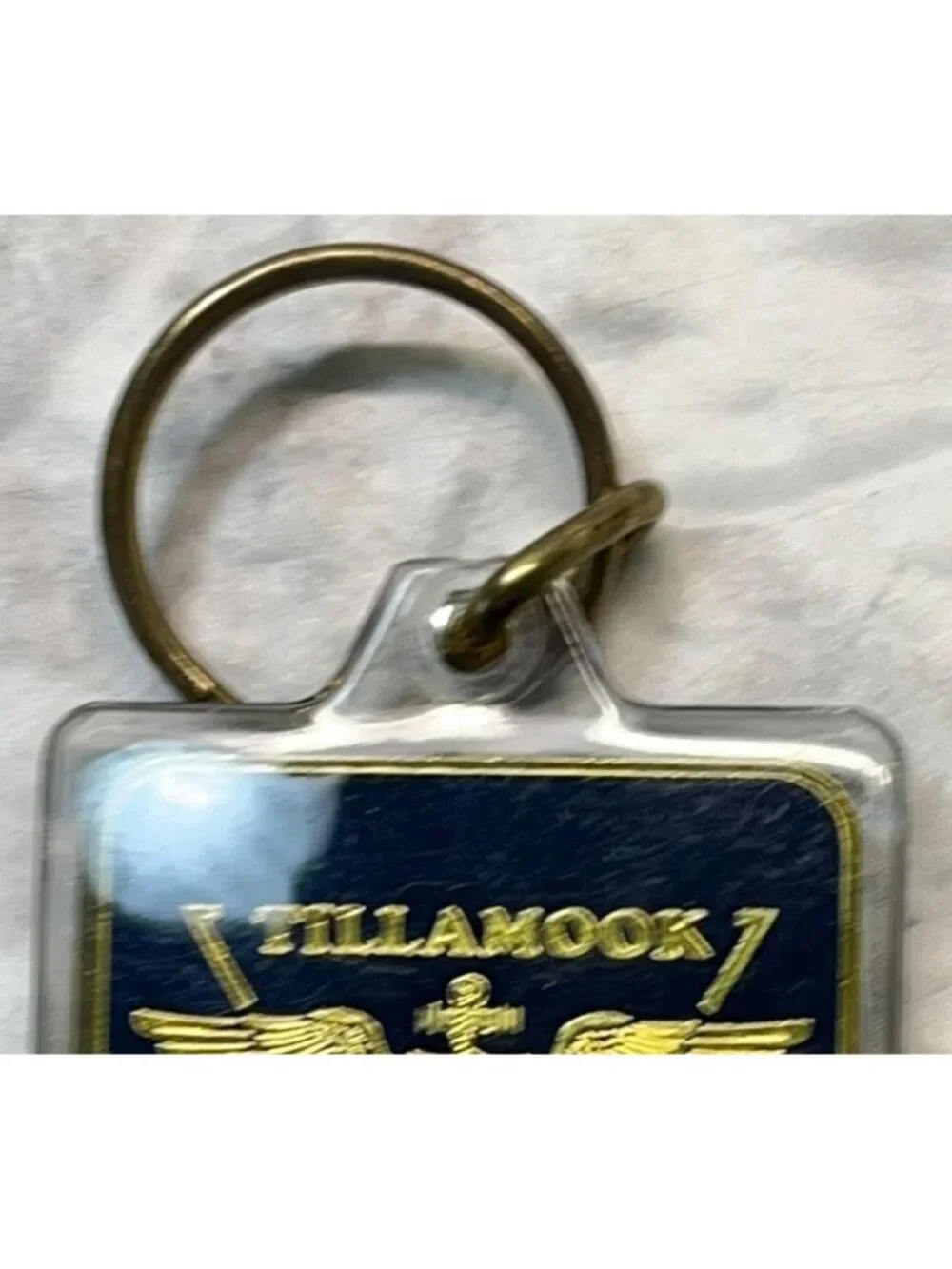 Tillamook Naval Air Station Museum Keychain Vintage Gold Logo Oregon Souvenir